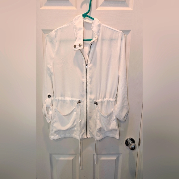 White zip up semi sheer top by Mine size small - Picture 1 of 2